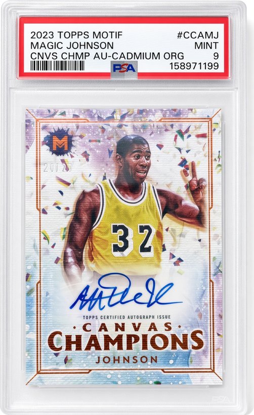 2023 Topps Motif Magic Johnson Canvas Champions autograph #CCAMJ, graded PSA 9 Mint